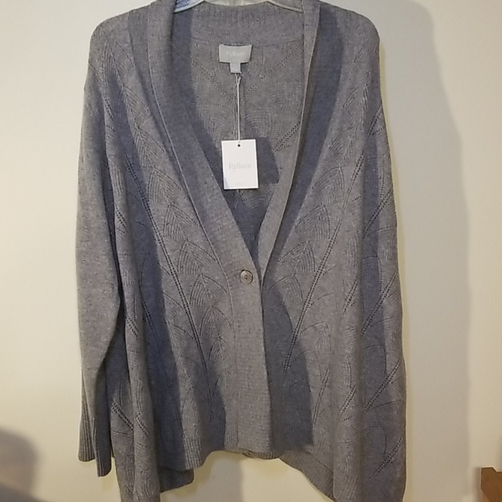 Ryllace 3X & 2X Cashmere button sweater cardigan
